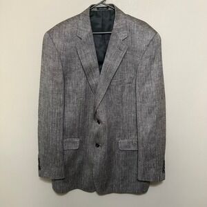 Stafford Mens‎ Blazer 46L Gray Herringbone 100% Silk Sport Coat Jacket Classic
